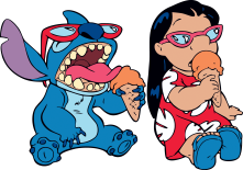 Lili e Stitch Tomando Sorvete