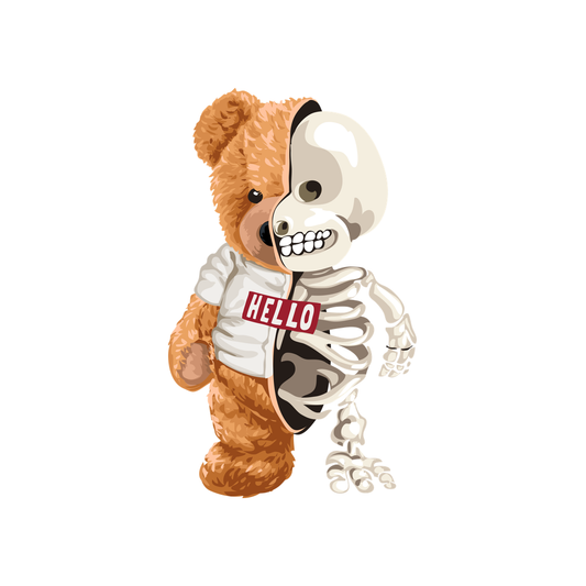 Estampa Aplicável Teddy Bear Esqueleto Hello