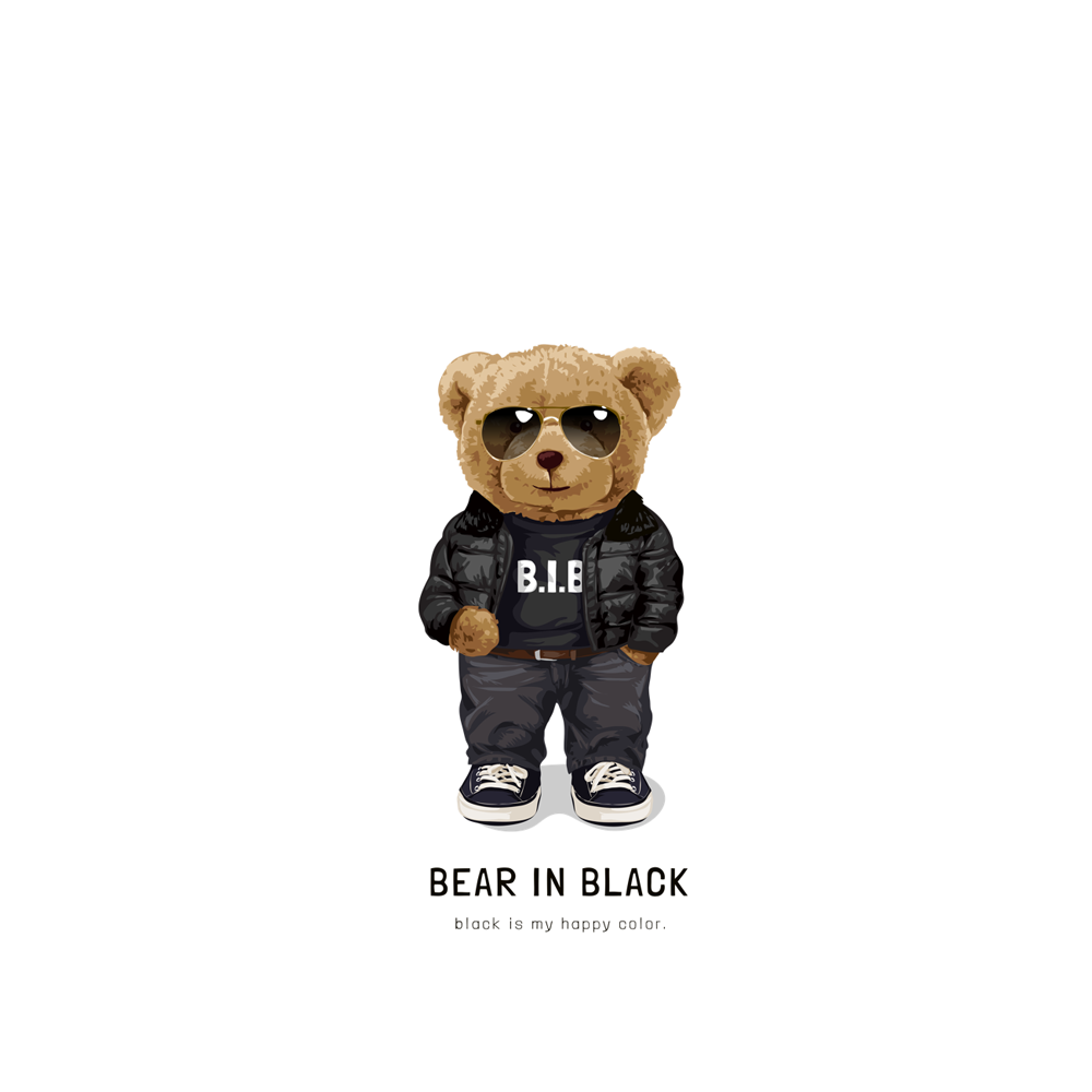 Estampa Aplicável Teddy Bear in Black
