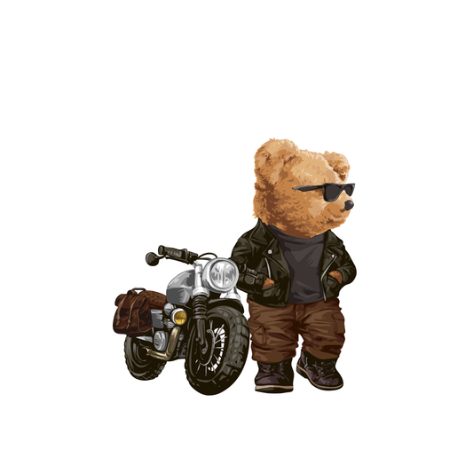 Estampa Aplicável Teddy Bear Motoqueiro Biker Style