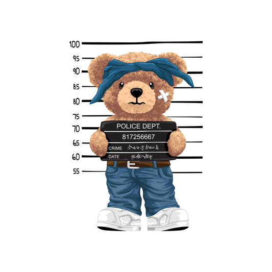Estampa Aplicável Teddy Bear Police Dept Arrested