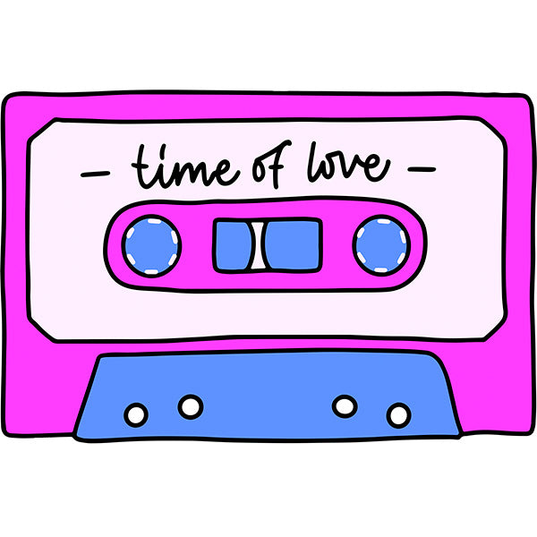 Estampa Aplicável DTF Time of Love Fita Música Vintage Aesthetic