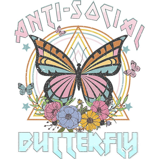 Estampa Aplicável Anti Social Butterfly Vintage