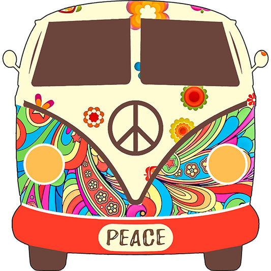 Estampa Aplicável DTF Hippies Peace And Love Vintage Perua