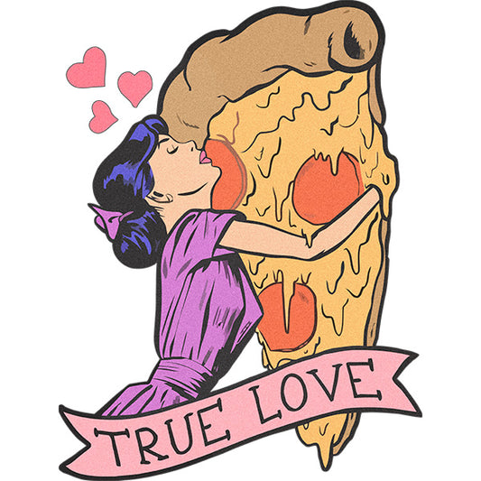 Estampa Aplicável DTF True Love Pizza Vintage