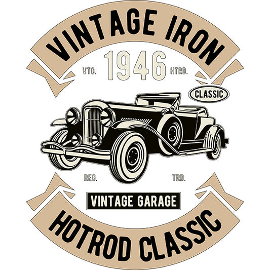 Estampa Aplicável Carro Vintage Iron Retro
