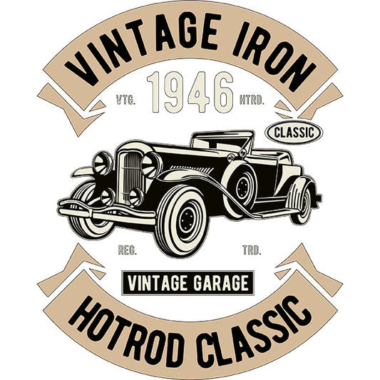 Estampa Aplicável DTF Carro Vintage Iron Retr