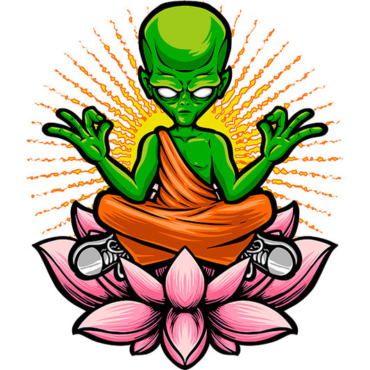 Estampa Aplicável Alien Budista Meditando
