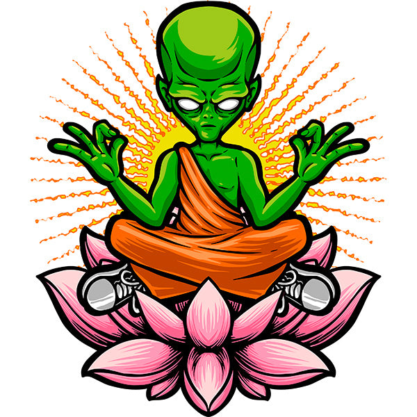 Estampa Aplicável Alien Budista Meditando