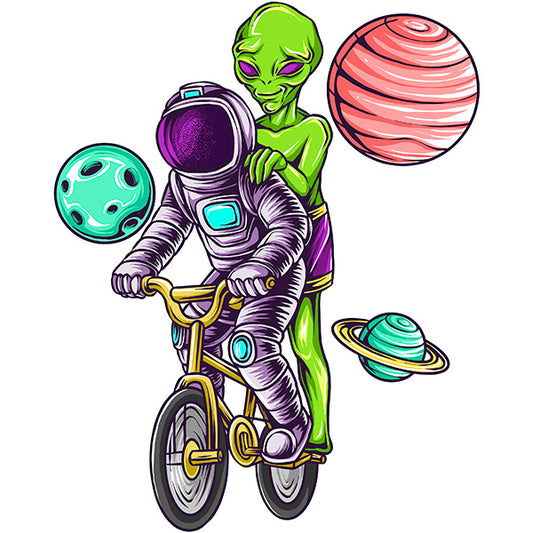 Estampa Aplicável Alien Astronauta Bike Ride