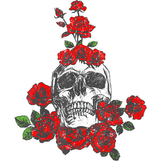 Estampa Aplicável Rosas Red Roses Skull