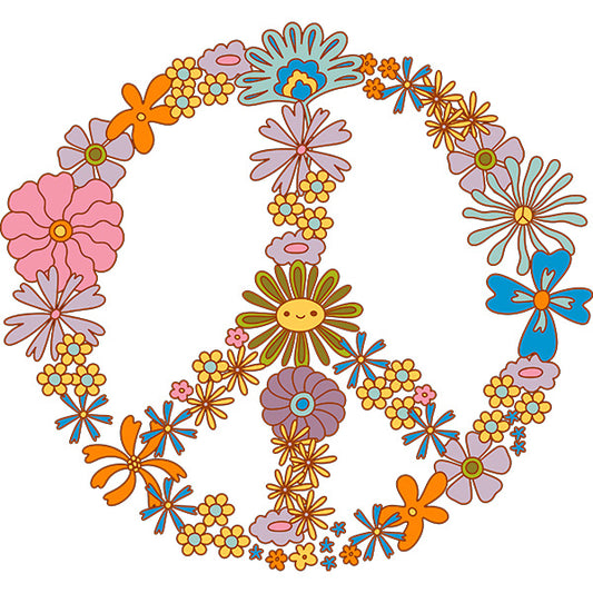 Estampa Aplicável Símbolo da Paz Florido Flores