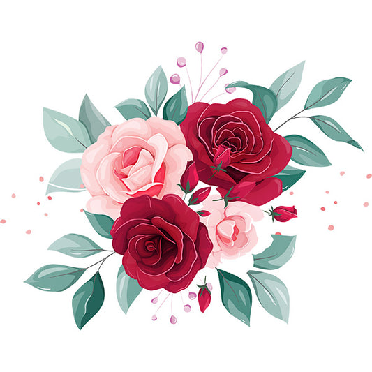 Estampa Aplicável Rosas Vermelhas Pink Floral