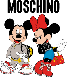 Moschino Mickey E Minnie - Tecido Claro