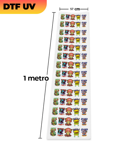 Impressão Folha DTF UV 57x100 (1 METRO) - Canecas / Capas / Copo / Acrílico / MDF