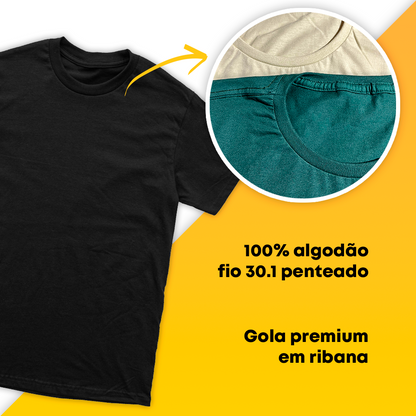 Camiseta Preta 100% algodão T-Shirt 30.1 Penteado