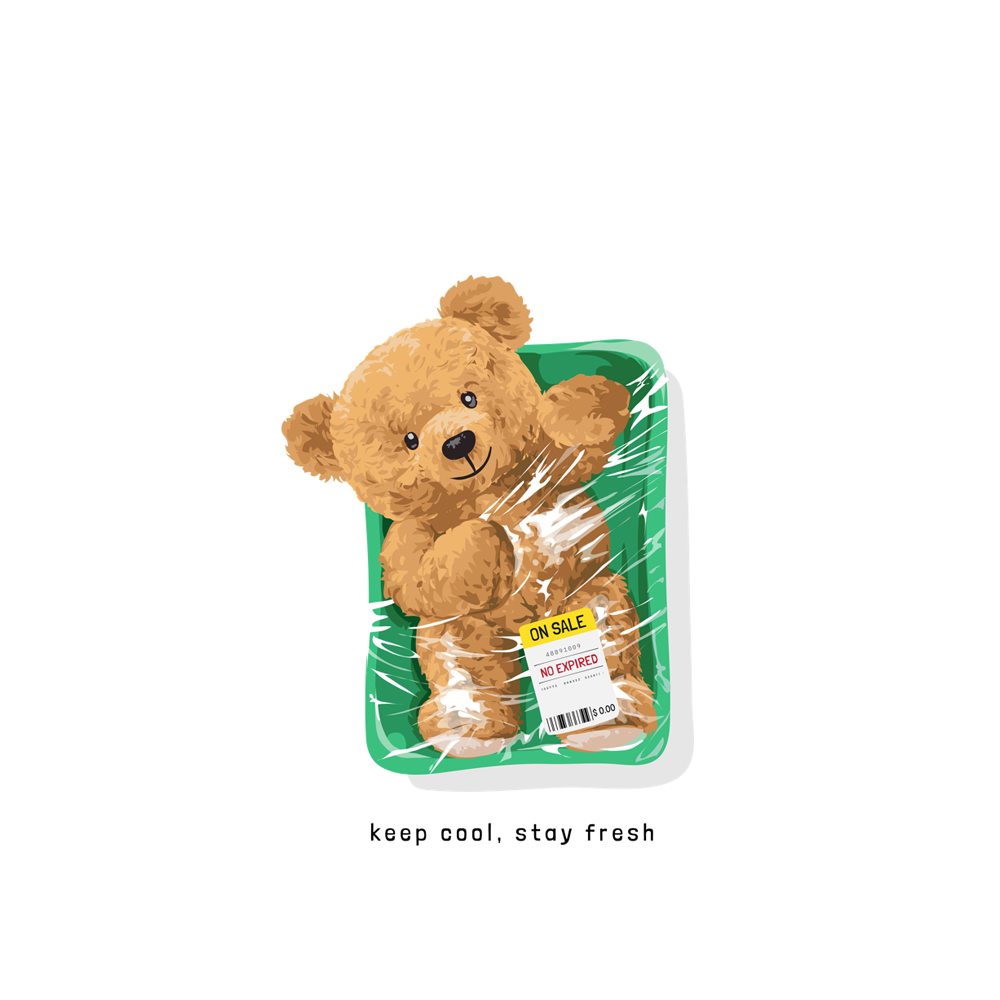 Estampa Aplicável DTF Teddy Bear Keep Cool Stay Fresh