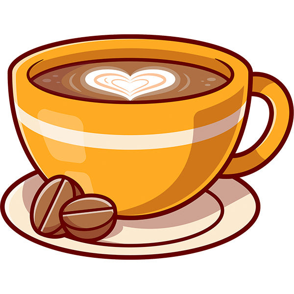 Estampa Aplicável DTF Xicara Café Coração Coffee