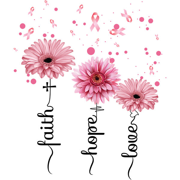 Estampa Aplicável DTF Flower Faith Hope Love