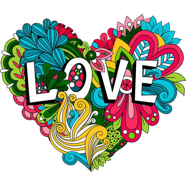 Estampa Aplicável DTF Love Coração Plantas Amor