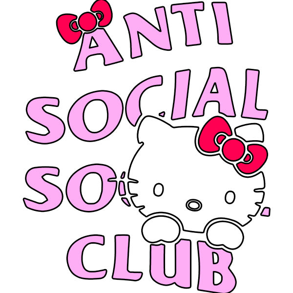 Estampa Aplicável DTF Anti Social Club Hello Kitty