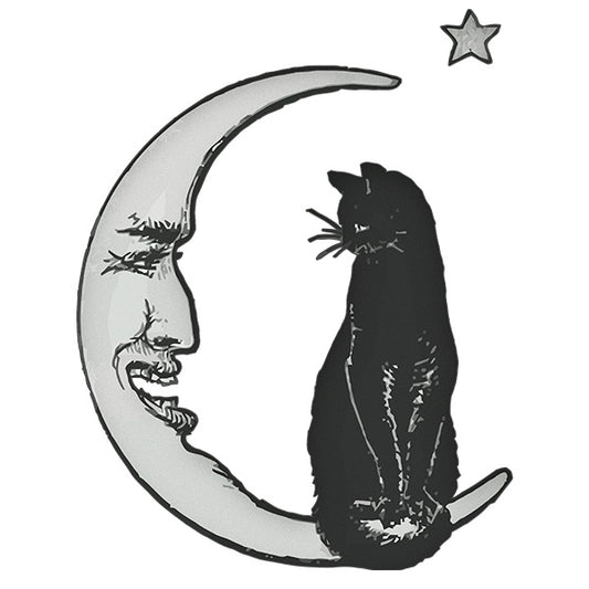 Estampa Aplicável DTF Gato Lua Vintage