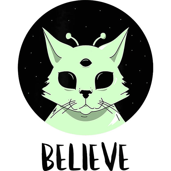 Estampa Aplicável DTF Cat Alien Believe