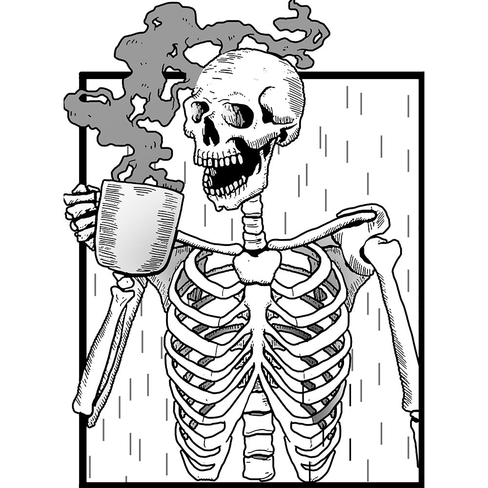 Estampa Aplicável DTF Halloween Caveira Coffee