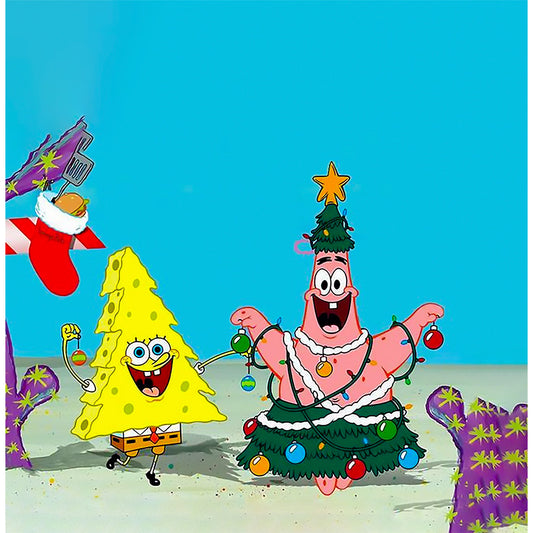 Estampa Aplicável DTF Bob Sponja Patrik Desenho Natal