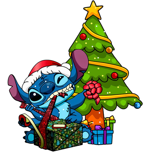 Estampa Aplicável DTF Stitch Natal Arvore