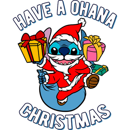 Estampa Aplicável DTF Stitch Natal Presentes Have A Christmas