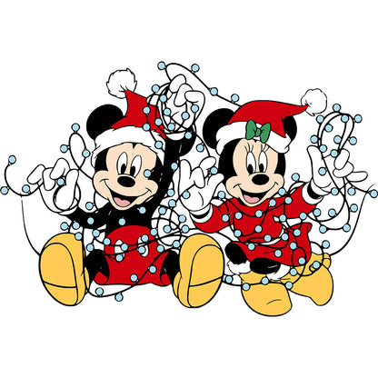 Estampa Aplicável DTF Mickey e Minnie Pisca Pisca Natal